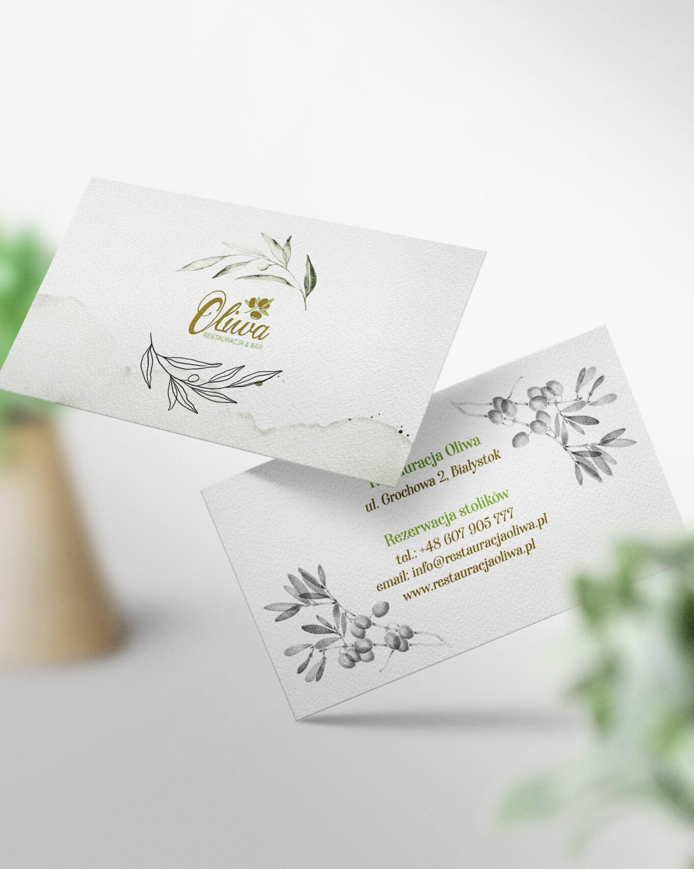 Projekt wizytówki dla restauracji Oliwa